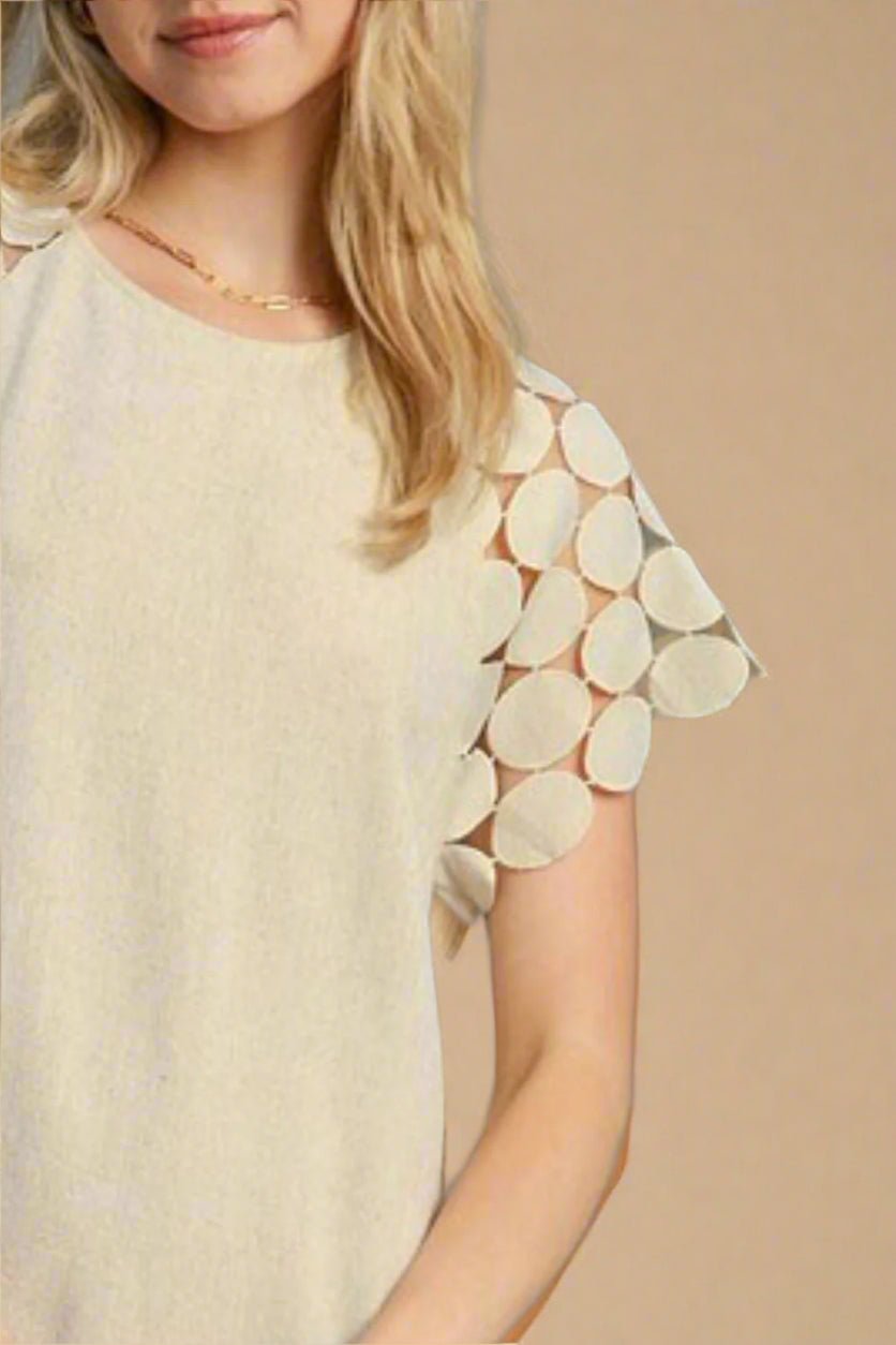 UMGEE - Oatmeal Circle Cutout Sleeve Mini Dress