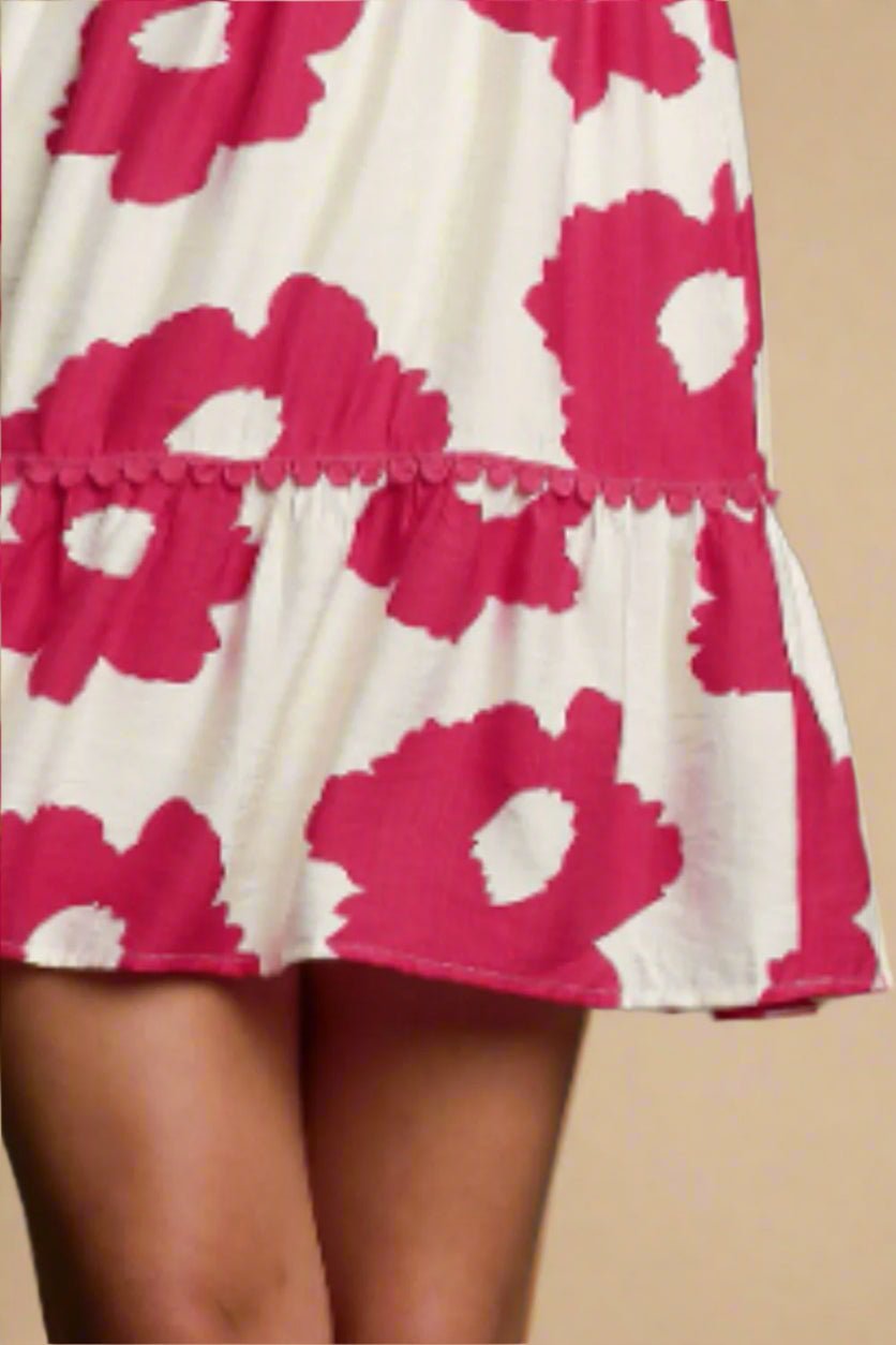 UMGEE - Raspberry Bloom Puff Sleeve Mini Dress