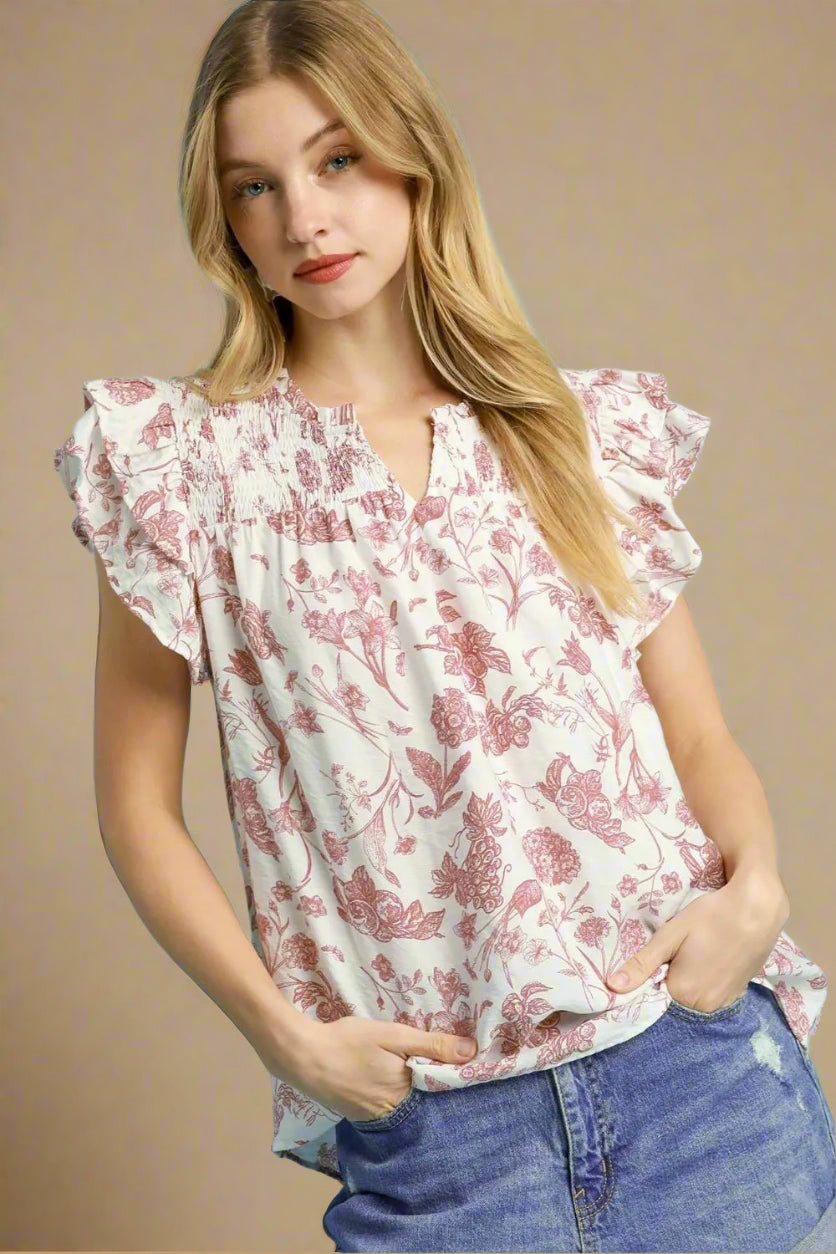 UMGEE - Rosewood Ruffle Smocked Blouse
