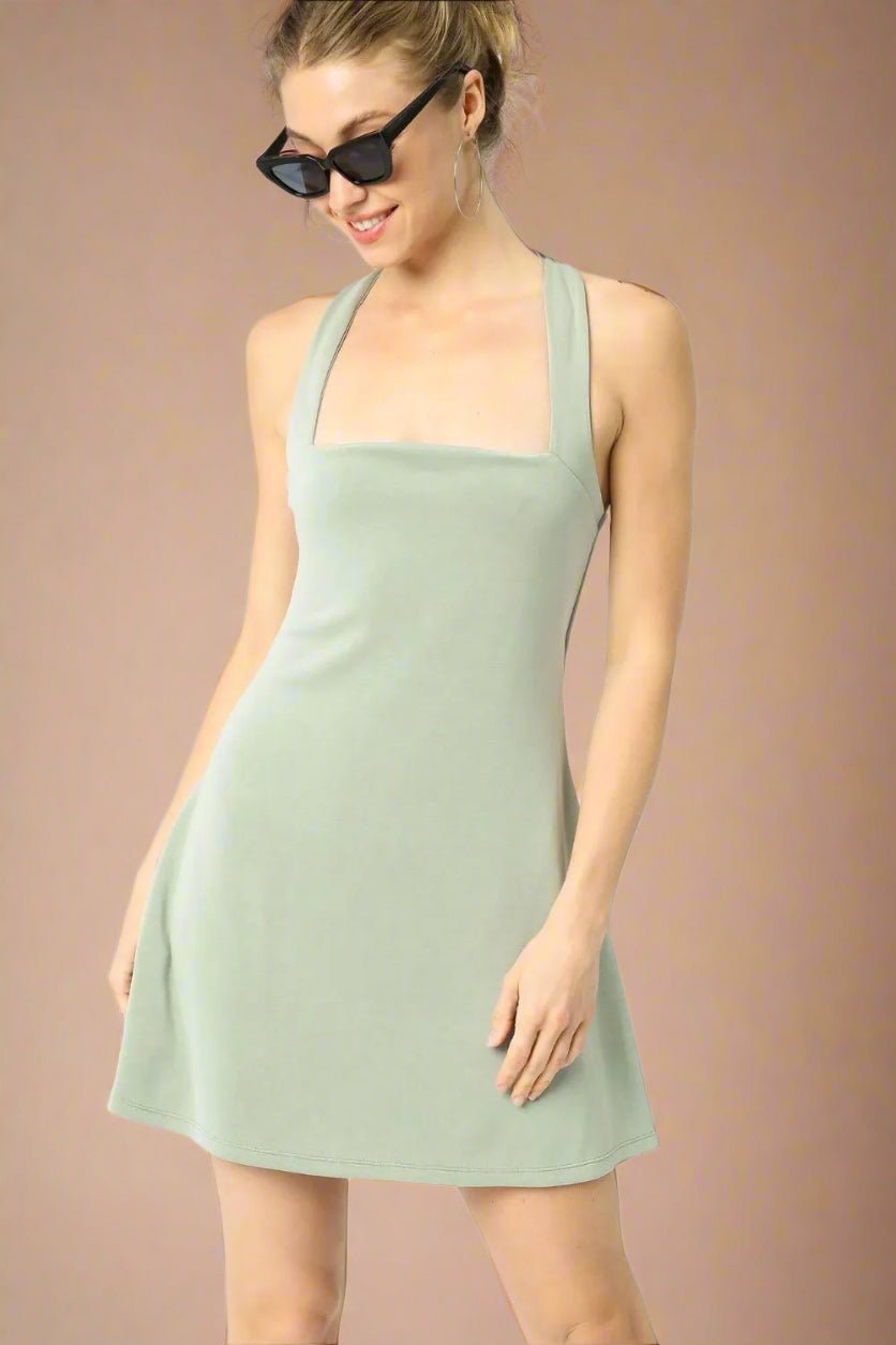 UMGEE - Sage Green Crossback Active Mini Dress