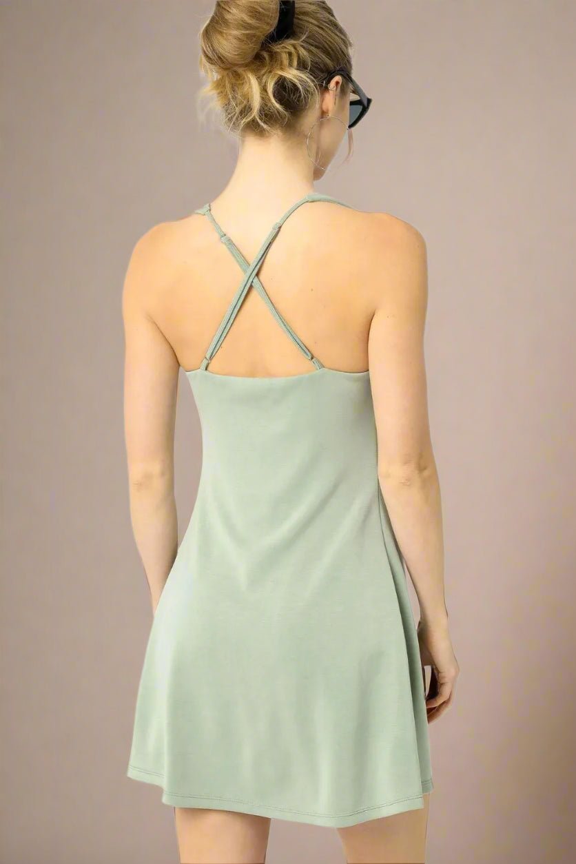 UMGEE - Sage Green Crossback Active Mini Dress
