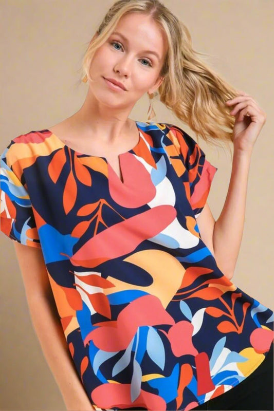 UMGEE - Sunset Garden V - Neck Blouse