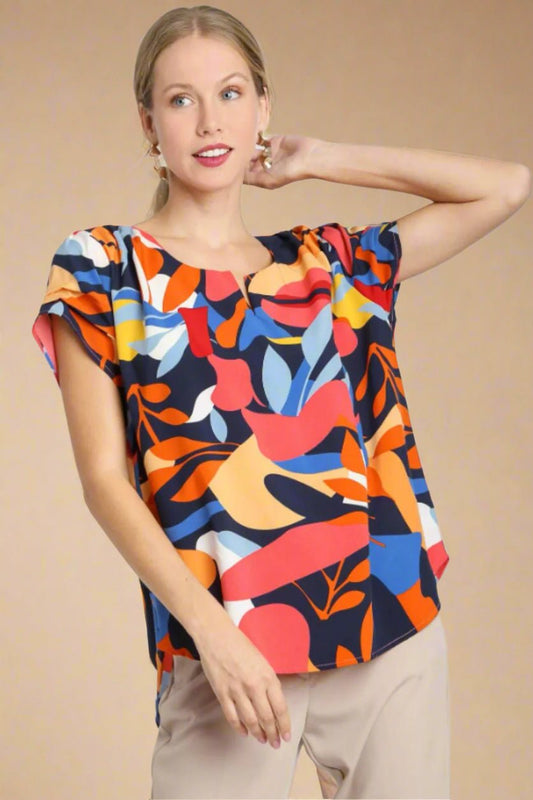 UMGEE - Sunset Garden V - Neck Blouse