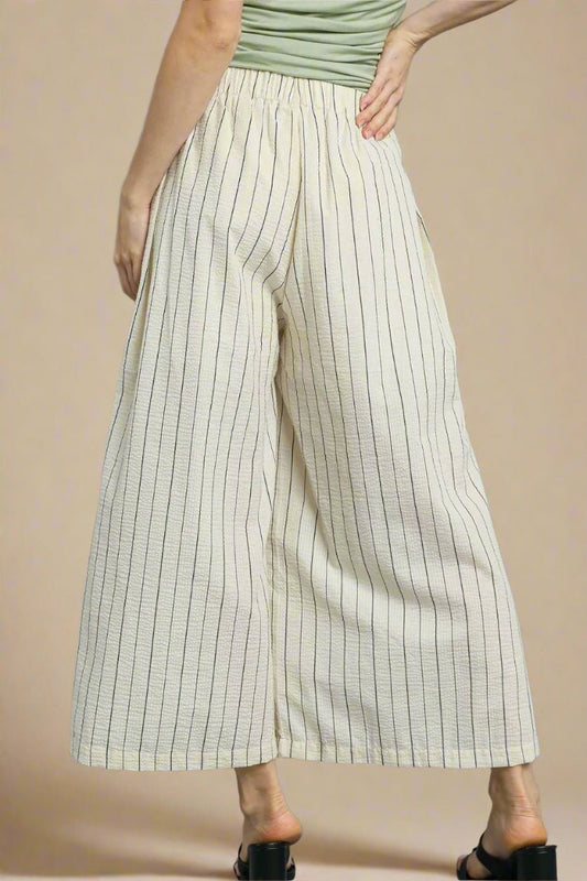 UMGEE - Wide Leg Striped Pants in Ivory and Black