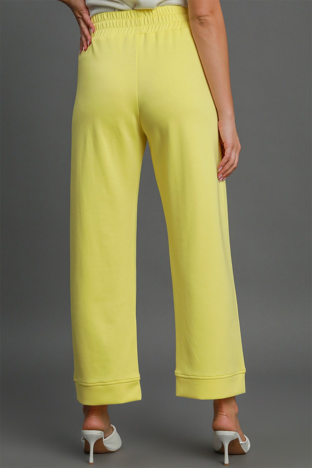 UMGEE - Yellow Drawstring Waist Wide Leg Athleisure Pants