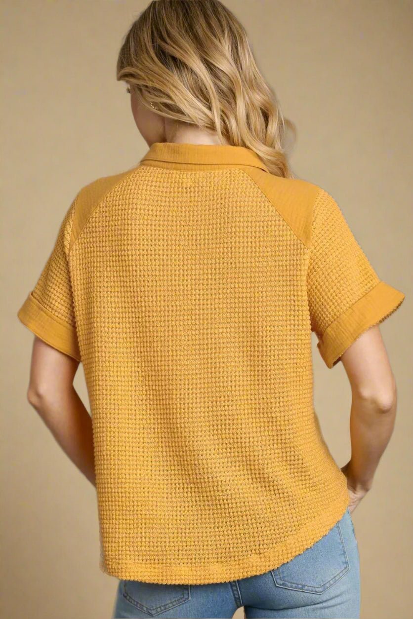 UMGEE - Yellow Waffle - Knit Short Sleeve Shirt