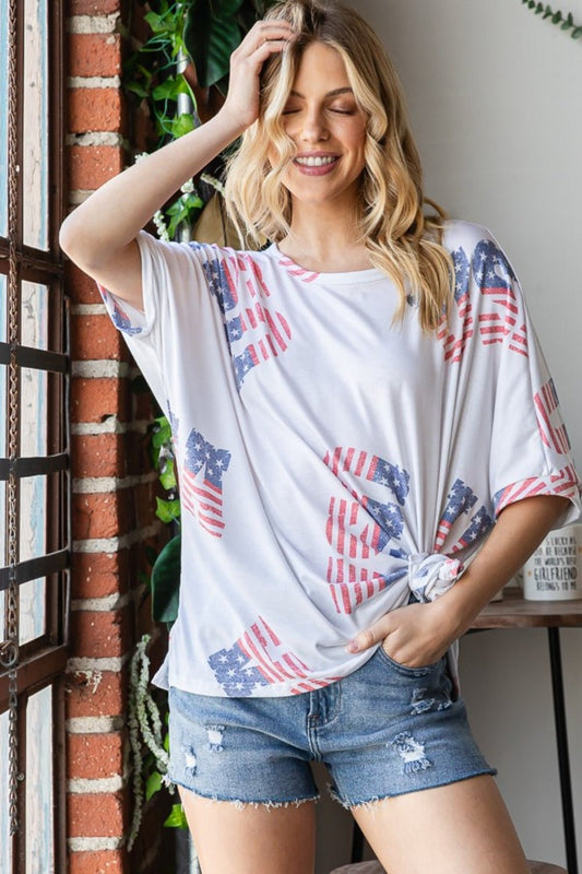 USA Graphic Crew Neck T-Shirt in Off-WhiteT-ShirtHOPELY