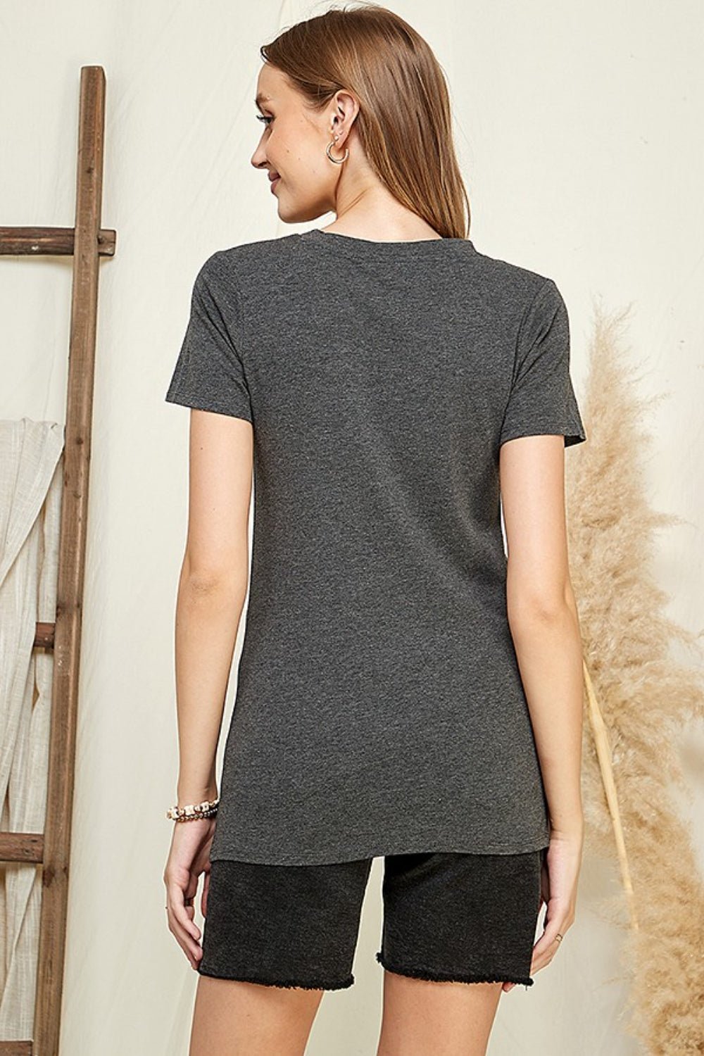 V-Neck Short Sleeve T-Shirt in Heather CharcoalT-ShirtCulture Code