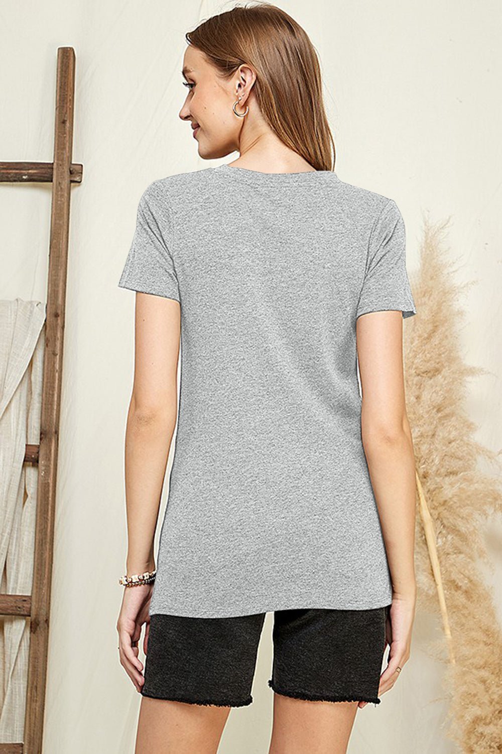 V-Neck Short Sleeve T-Shirt in Heather GreyT-ShirtCulture Code
