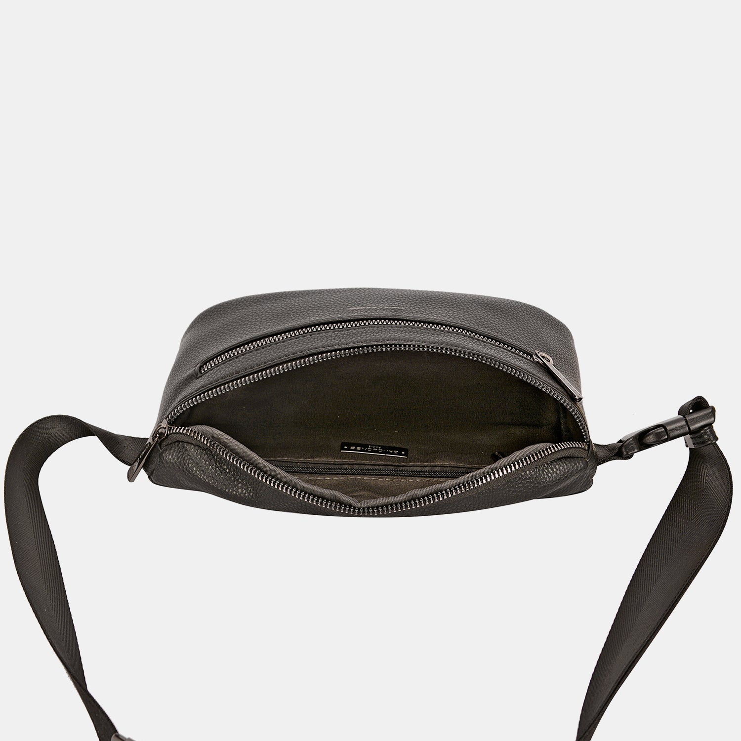 Vegan Leather Double Zipper Adjustable Belt Bag in BlackBelt BagDavid Jones