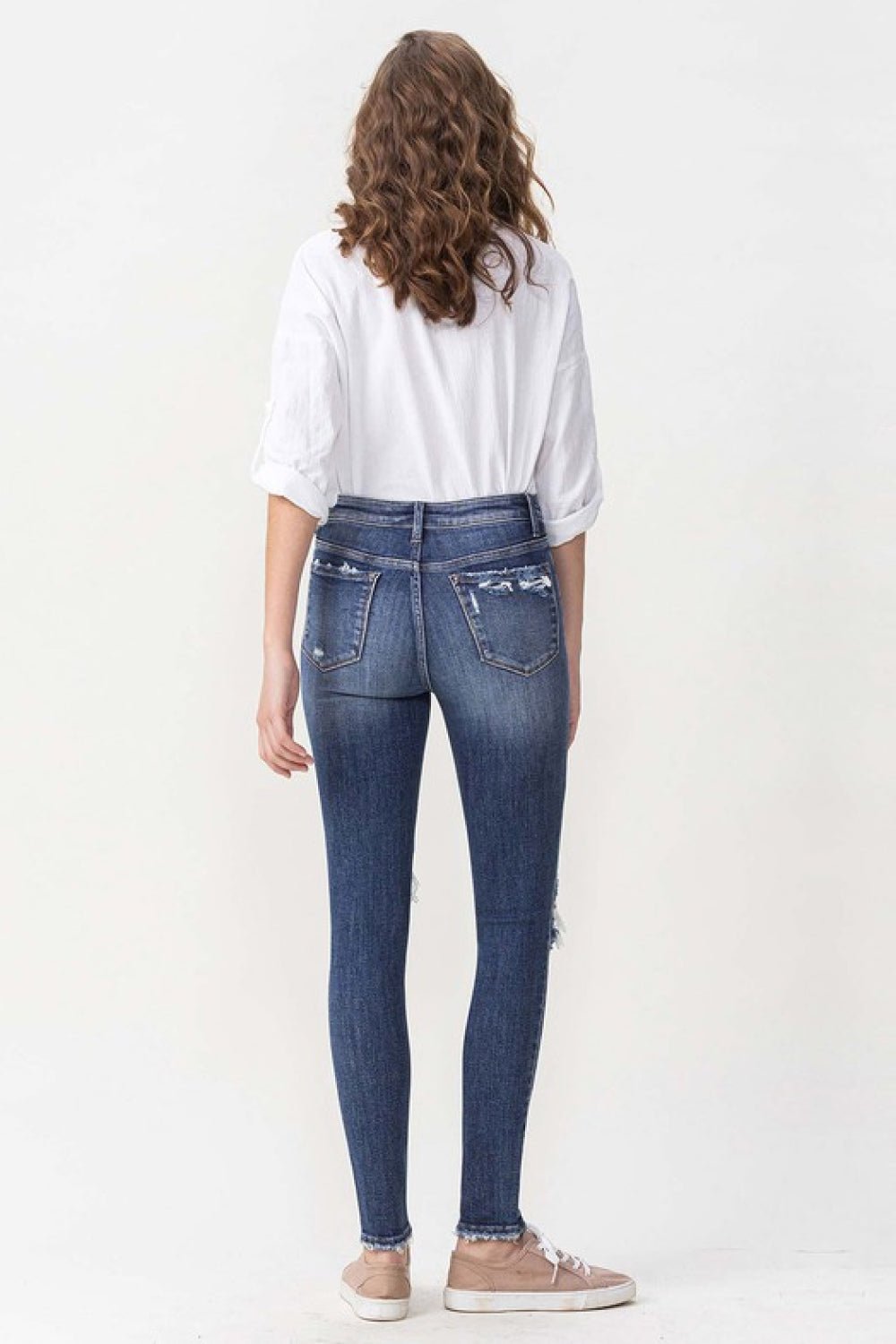 VERVETMedium Wash High Rise Distressed Skinny Jeans