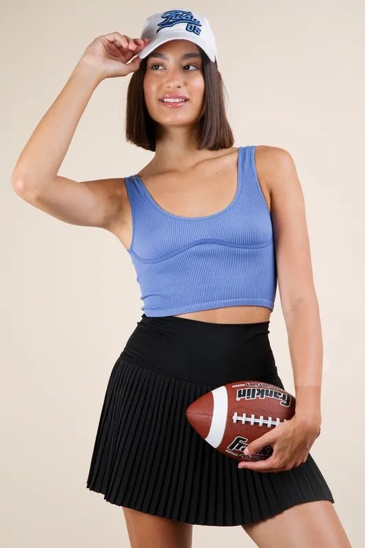 Very J - Black Pleated Active Skort with Pocket