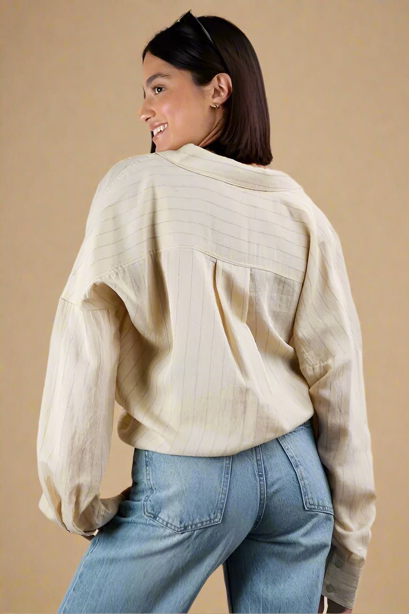 Very J - Cream Pinstripe Button - Down Shirt