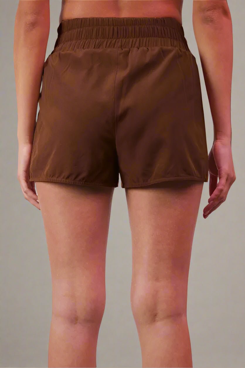 Very J - Elastic Waist Track Shorts – Cocoa Brown Striped