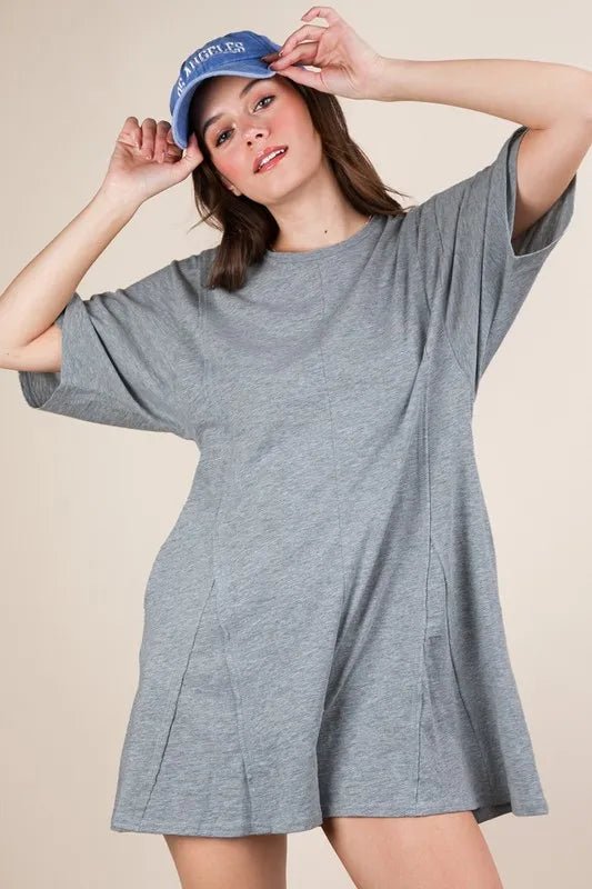 Very J - Heather Gray Mineral Wash T-Shirt Romper