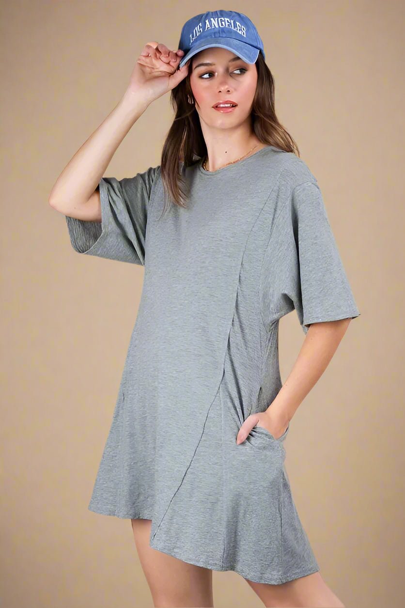 Very J - Heather Gray Mineral Wash T-Shirt Romper