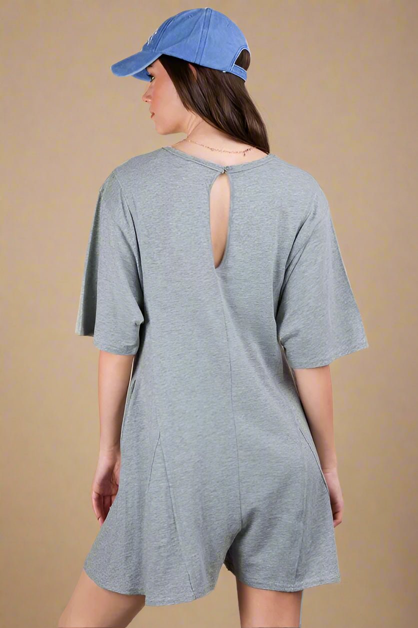 Very J - Heather Gray Mineral Wash T-Shirt Romper