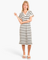 Very J - Ivory & Black Striped Knit Polo Midi Dress