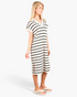 Very J - Ivory & Black Striped Knit Polo Midi Dress