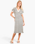 Very J - Ivory & Black Striped Knit Polo Midi Dress