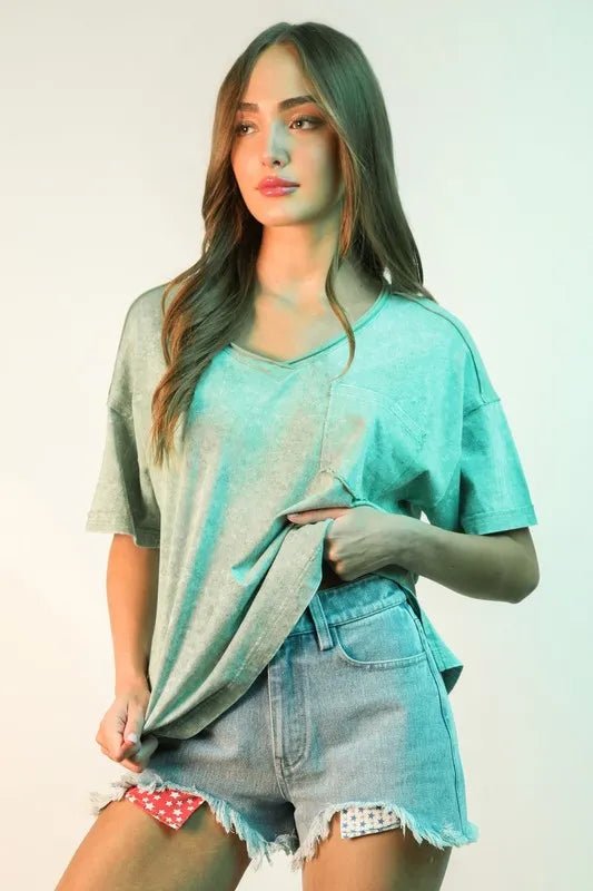 Very J - Light Wash Stars & Stripes Frayed Denim Shorts