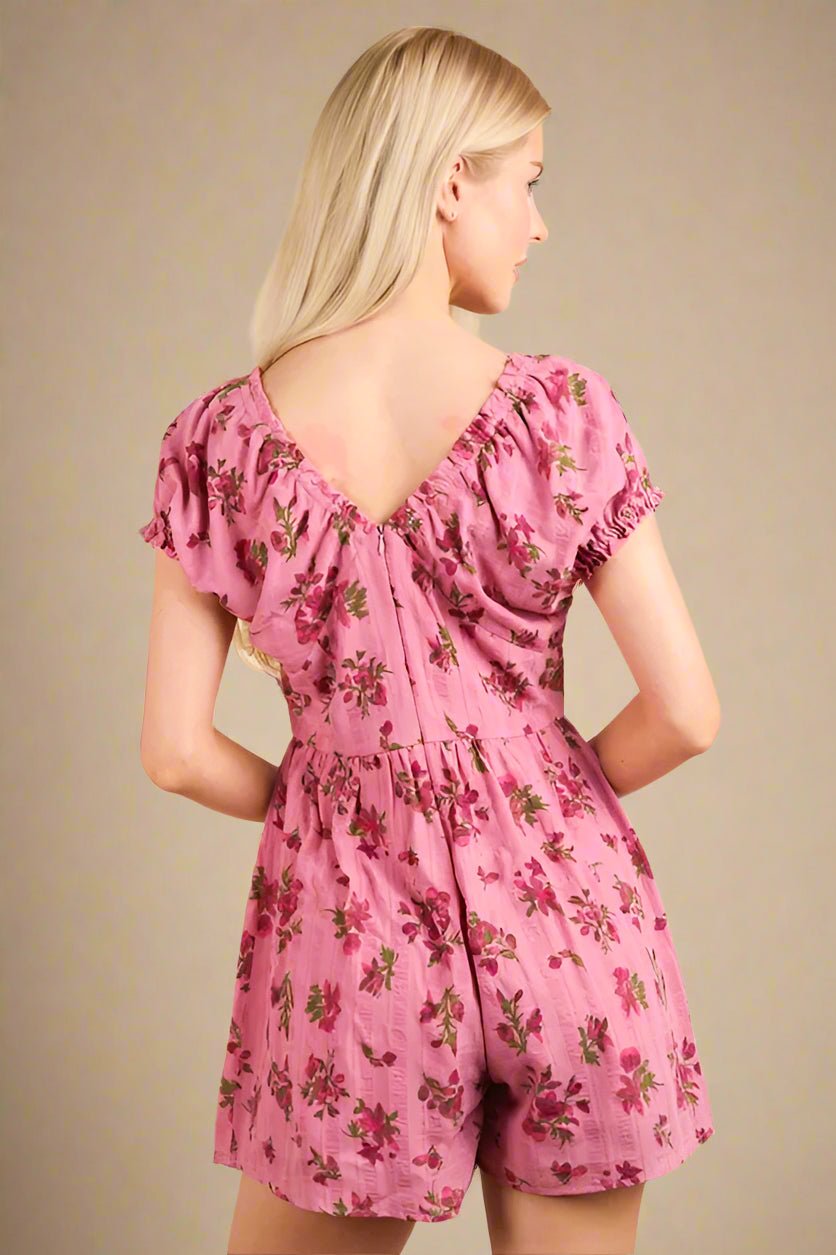 Very J - Rose Pink Floral Gauze Romper