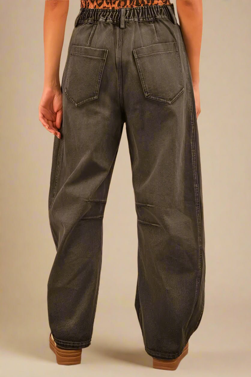 Very J - Washed Black Wide Leg Jeans