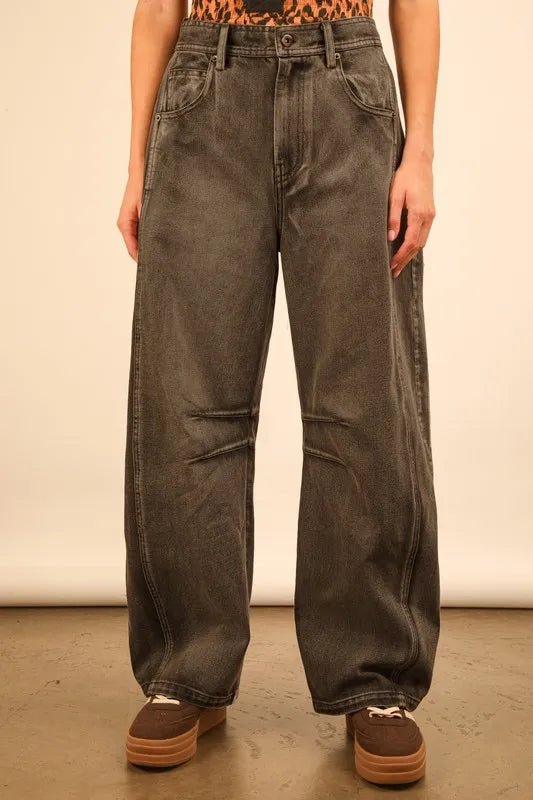 Very J - Washed Black Wide Leg Jeans