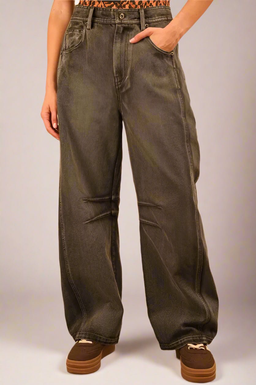 Very J - Washed Black Wide Leg Jeans