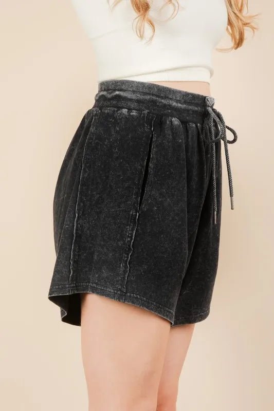 Very J - Washed Charcoal Drawstring Shorts