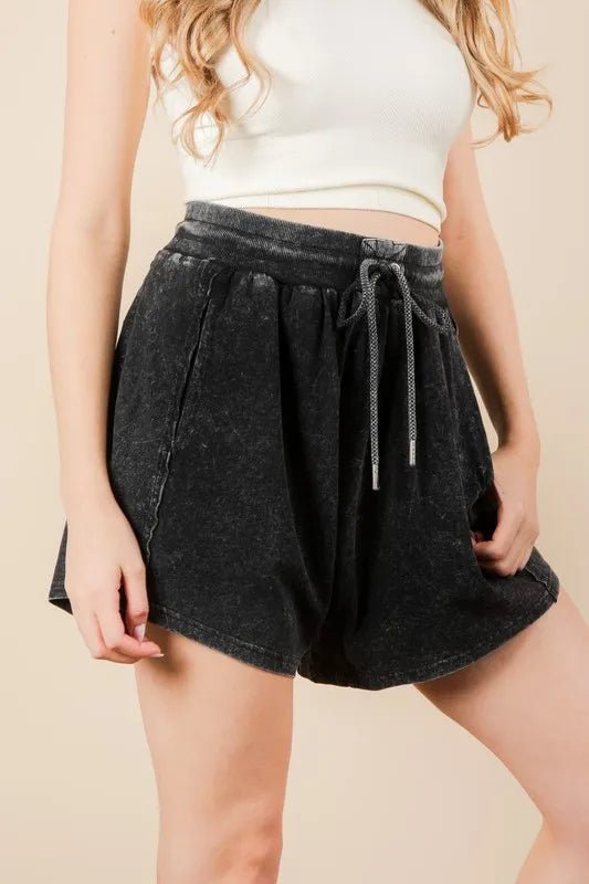 Very J - Washed Charcoal Drawstring Shorts
