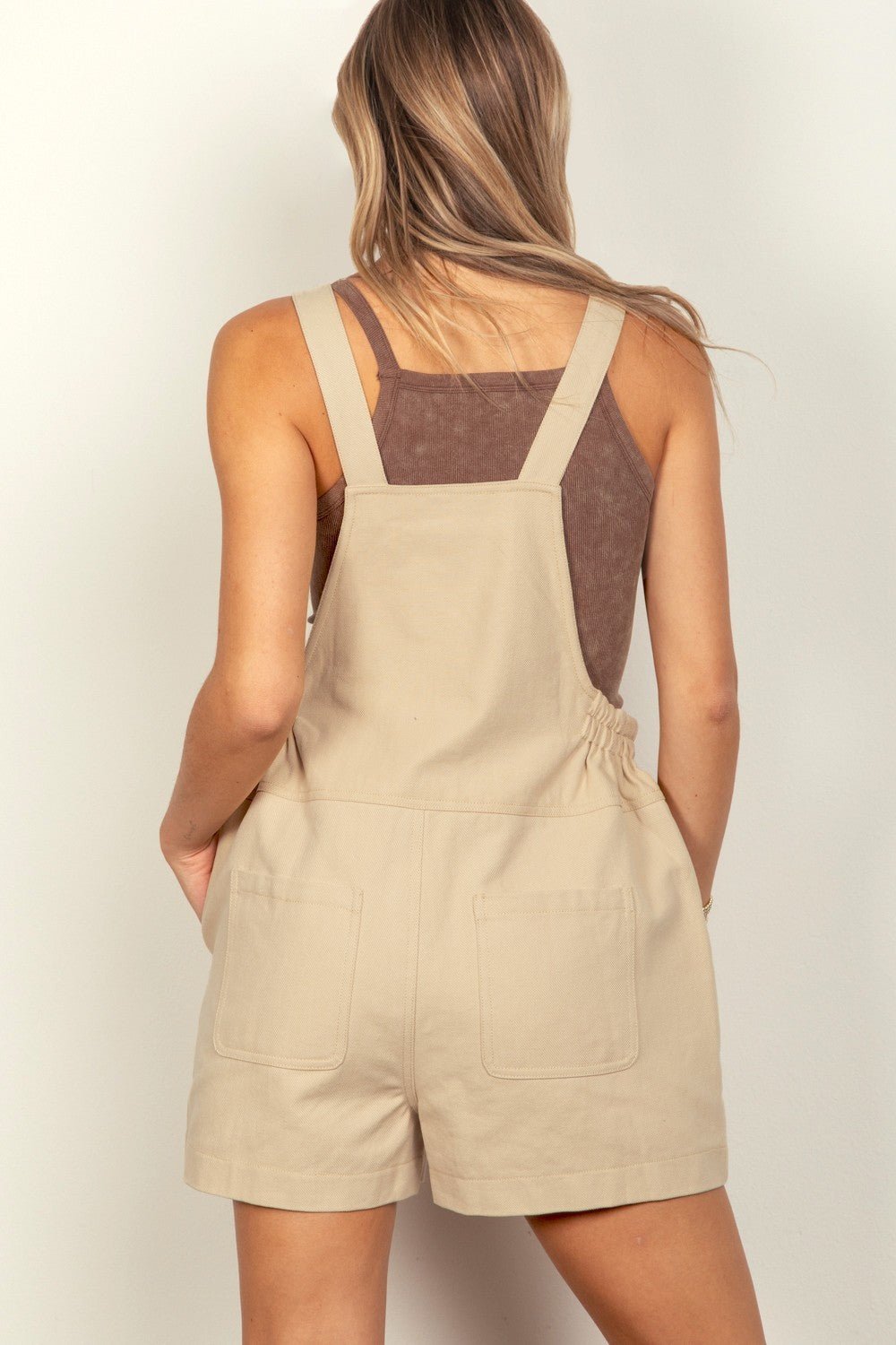 Very JAdjustable Suspender Shortalls with Pockets in Beige