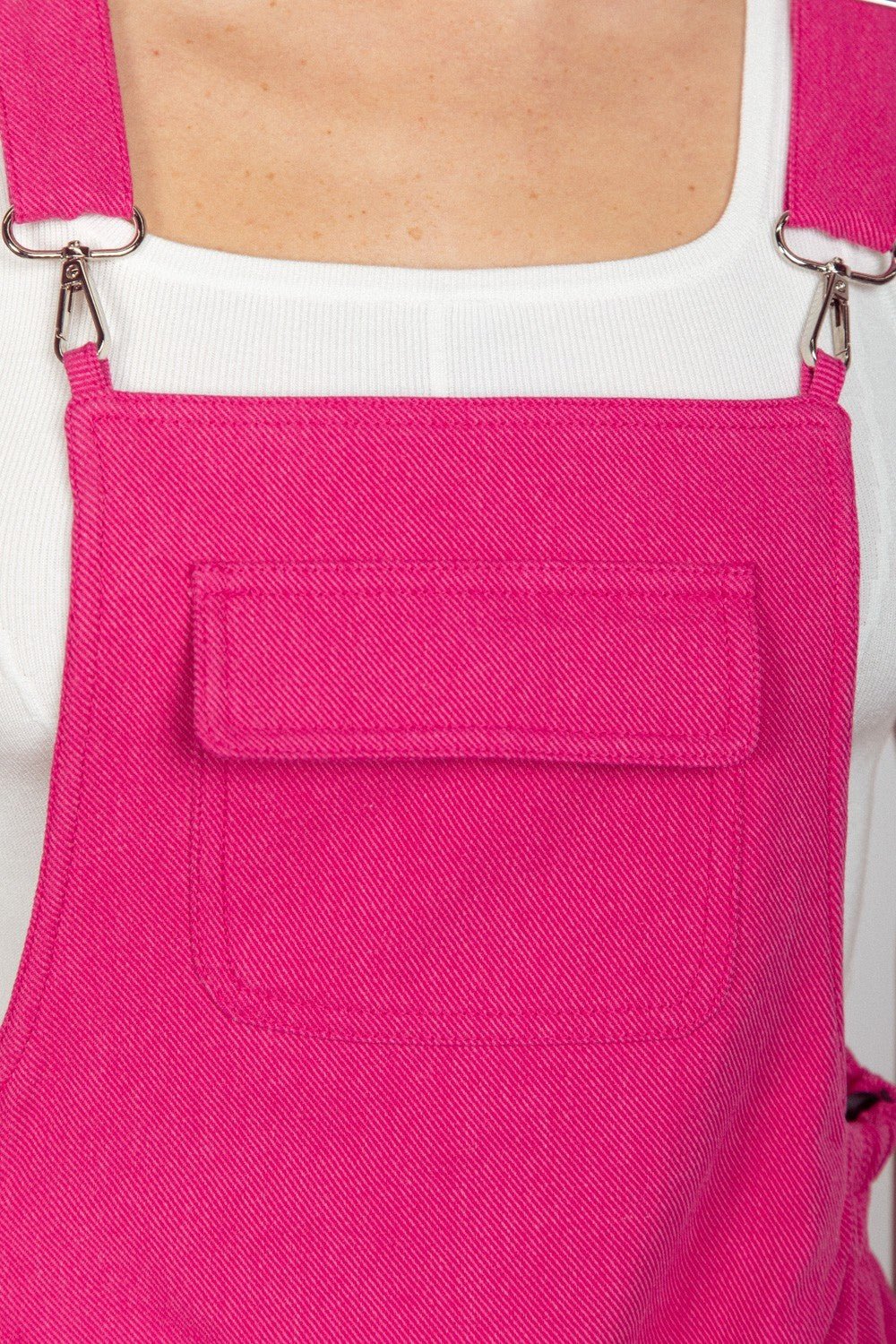 Very JAdjustable Suspender Shortalls with Pockets in Fuchsia