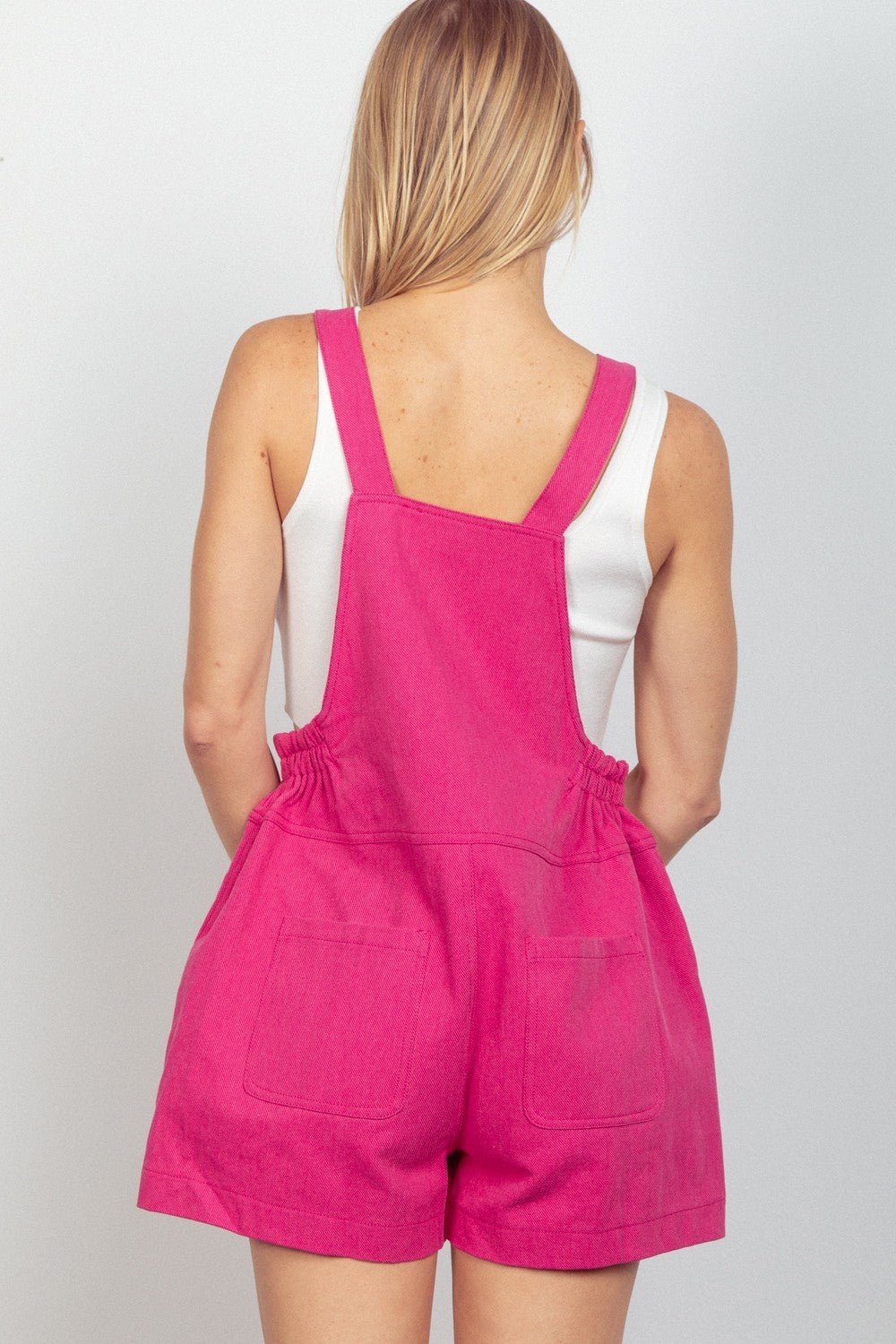 Very JAdjustable Suspender Shortalls with Pockets in Fuchsia