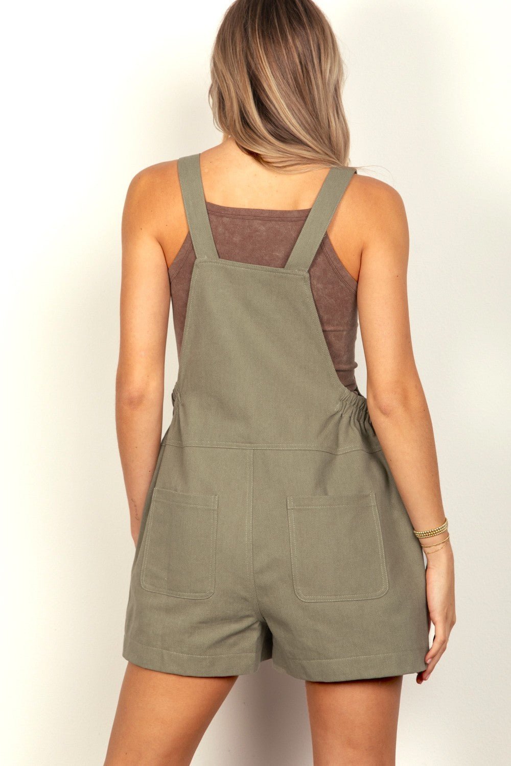 Very JAdjustable Suspender Shortalls with Pockets in Olive