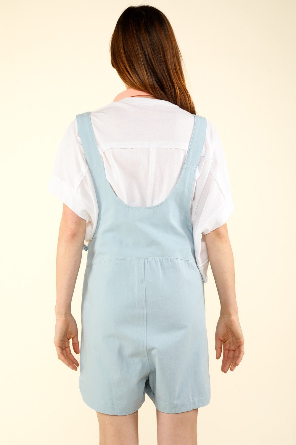 Very JAdjustable Waist Suspender Shortalls with Pockets in Denim Blue