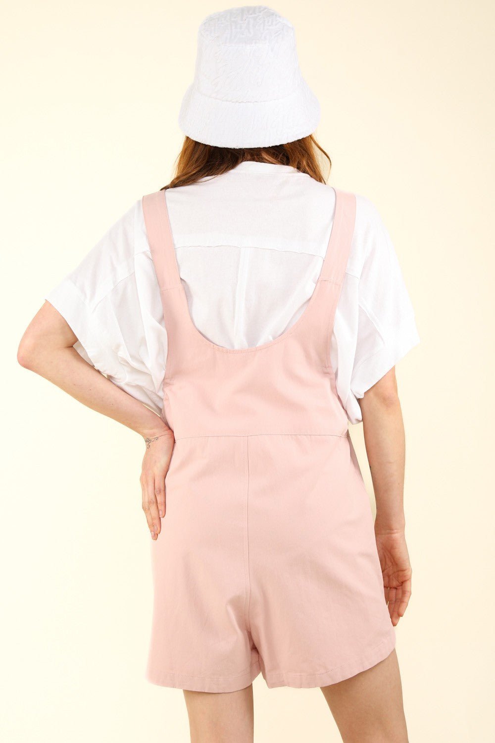 Very JAdjustable Waist Suspender Shortalls with Pockets in Pink