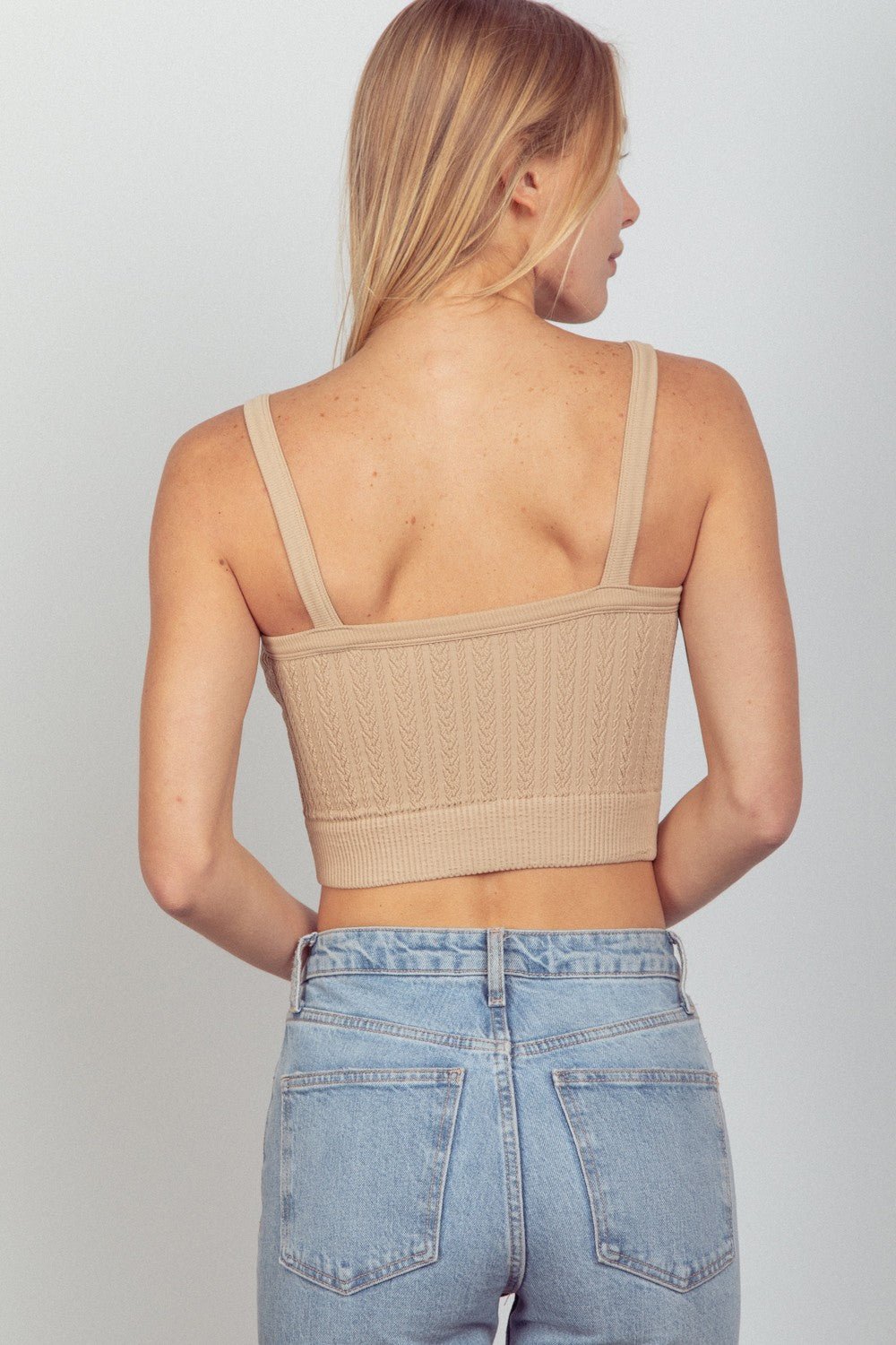 Very JCable Knit Seamless Cropped Cami in Nude