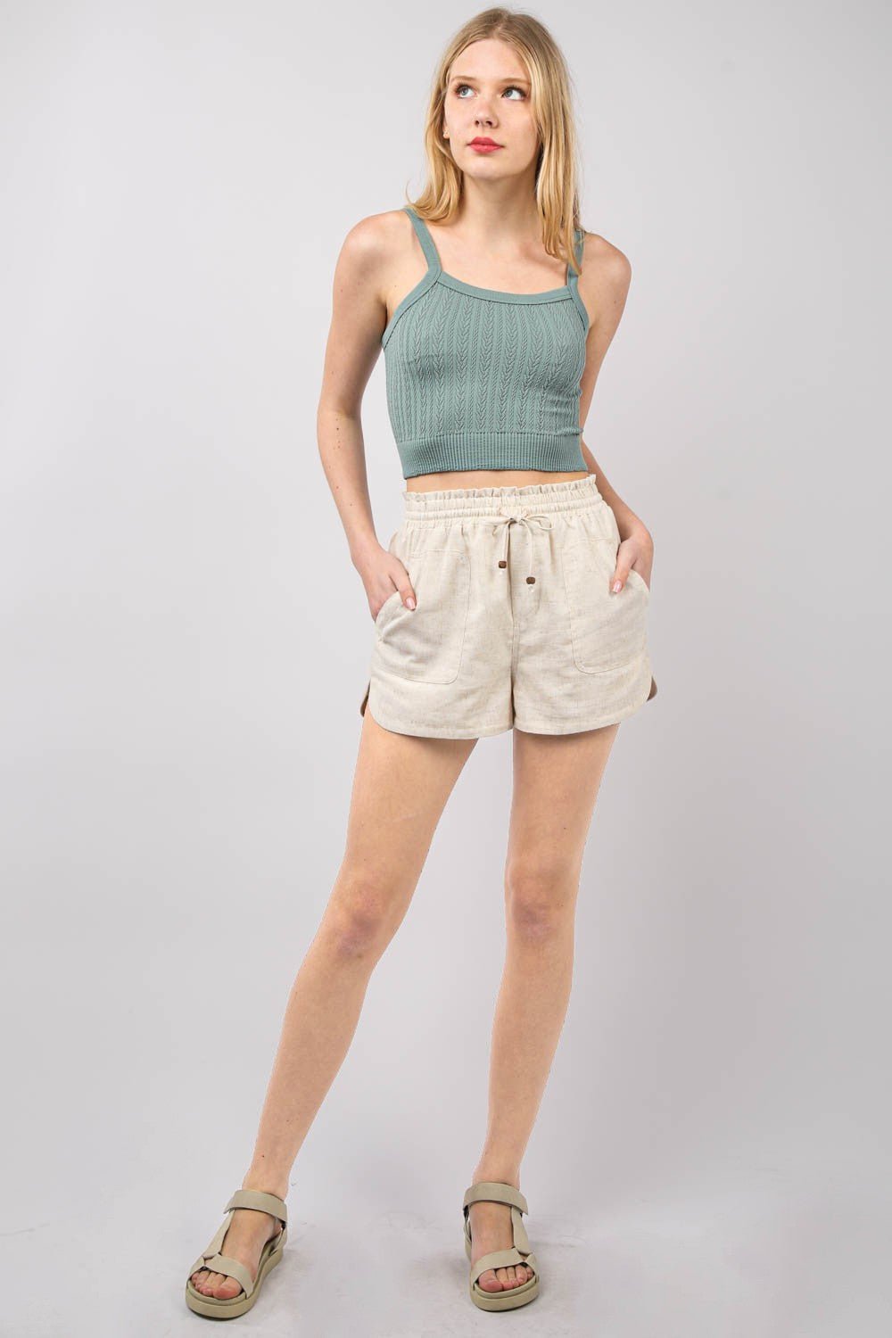 Very JDrawstring Waist Shorts in Oatmeal