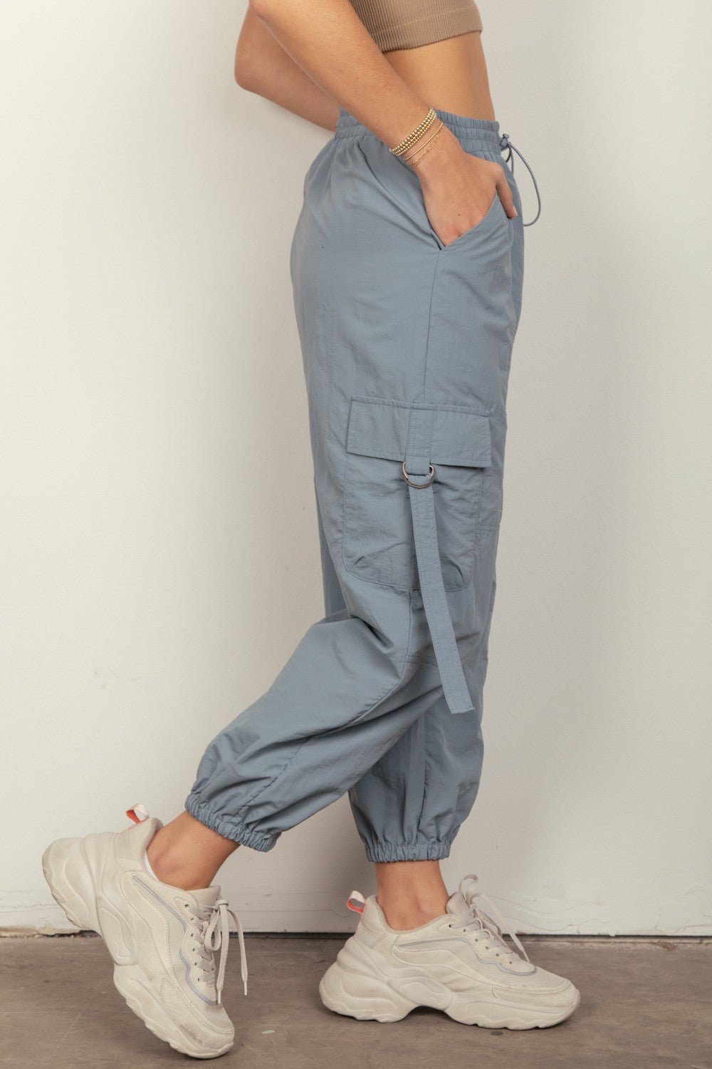 Very JElastic Waist Cargo Joggers in Denim Blue