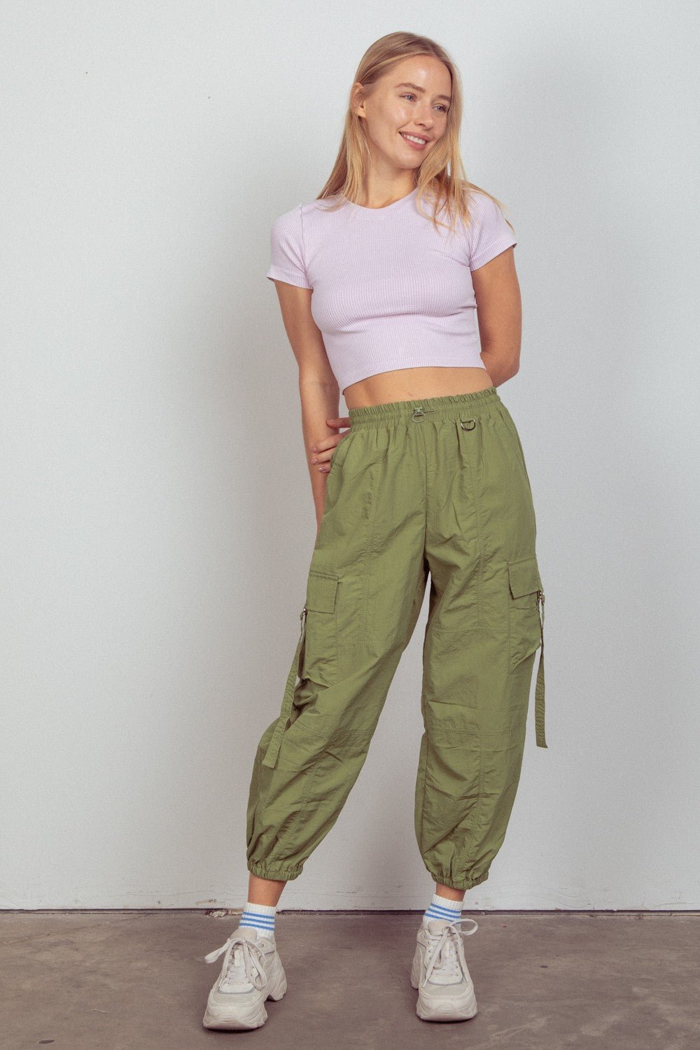 Very JElastic Waist Cargo Joggers in Olive