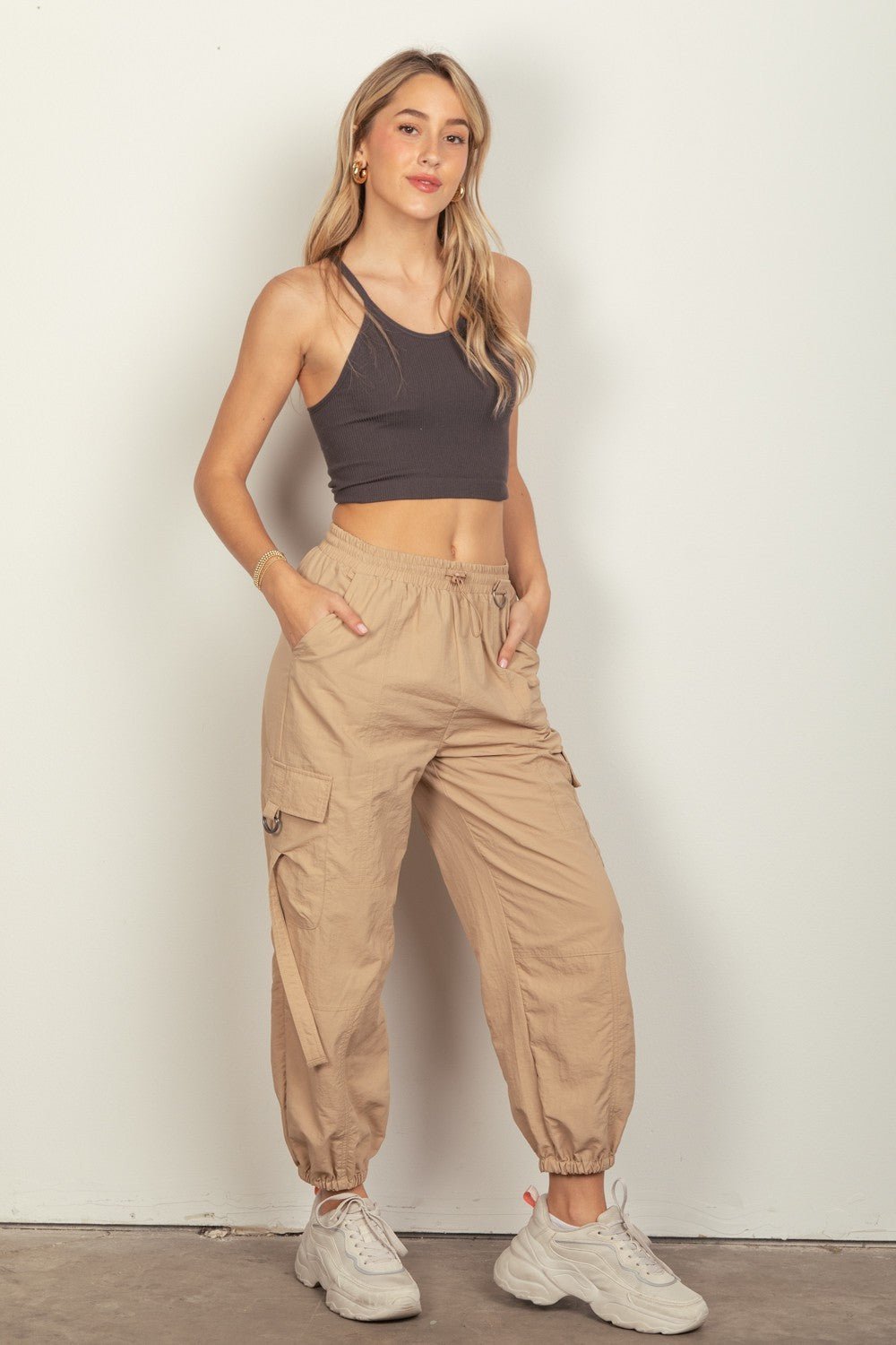 Very JElastic Waist Cargo Joggers in Taupe