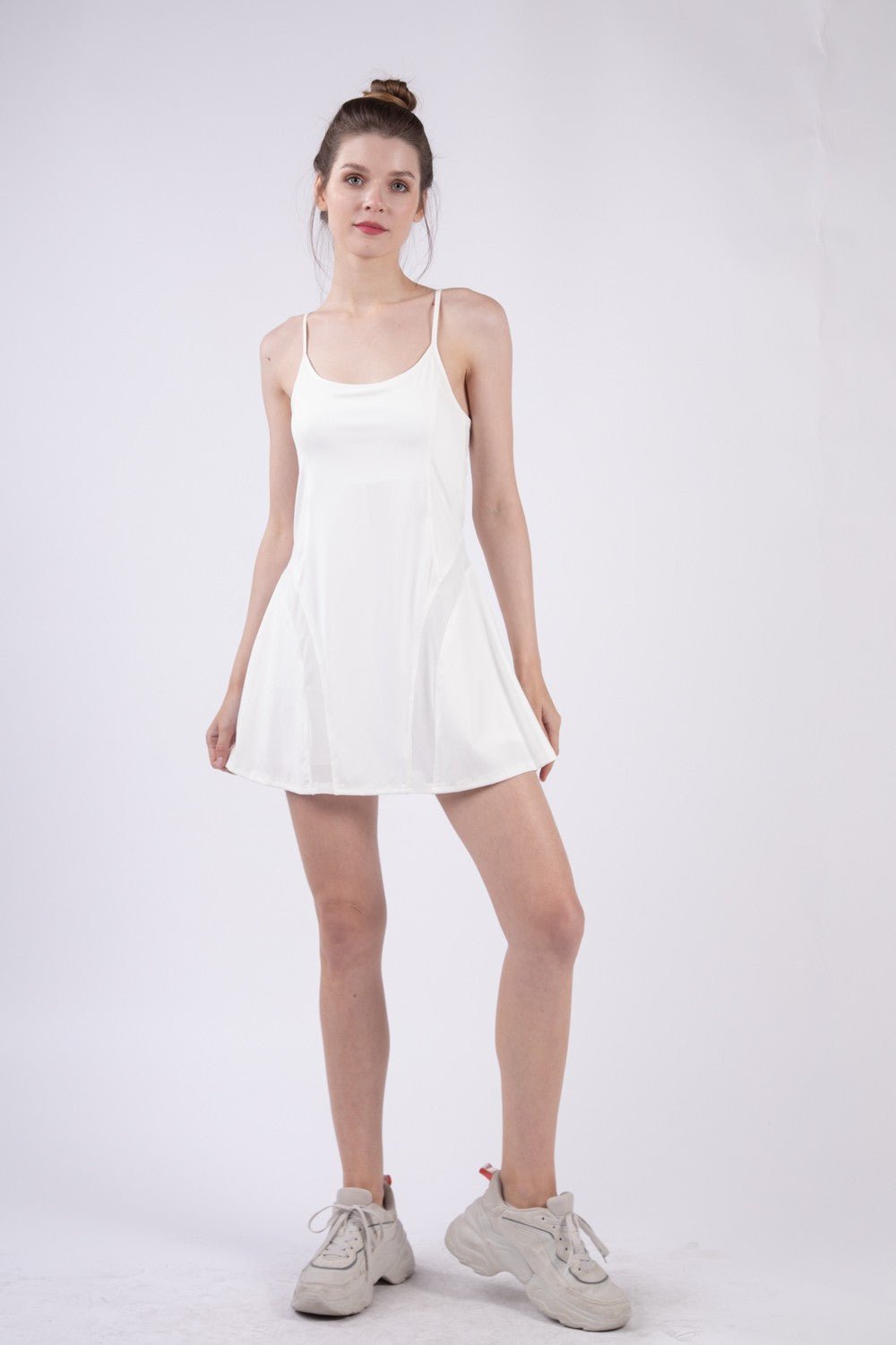 Very JMesh Detail Active Mini Tennis Dress in White