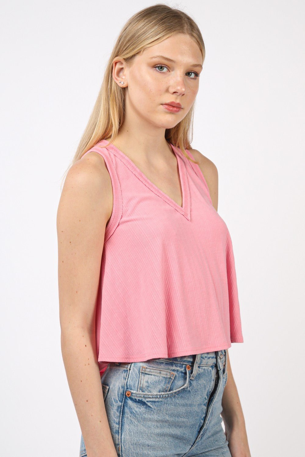 Very JV - Neck Swing Cropped Tank in Pink