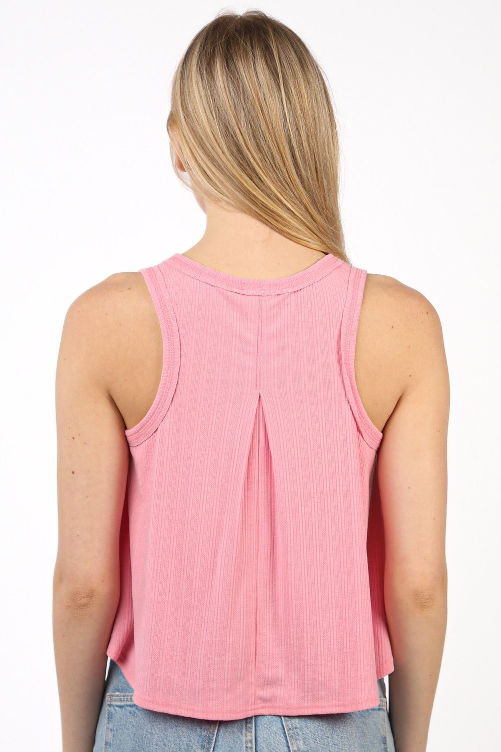 Very JV - Neck Swing Cropped Tank in Pink