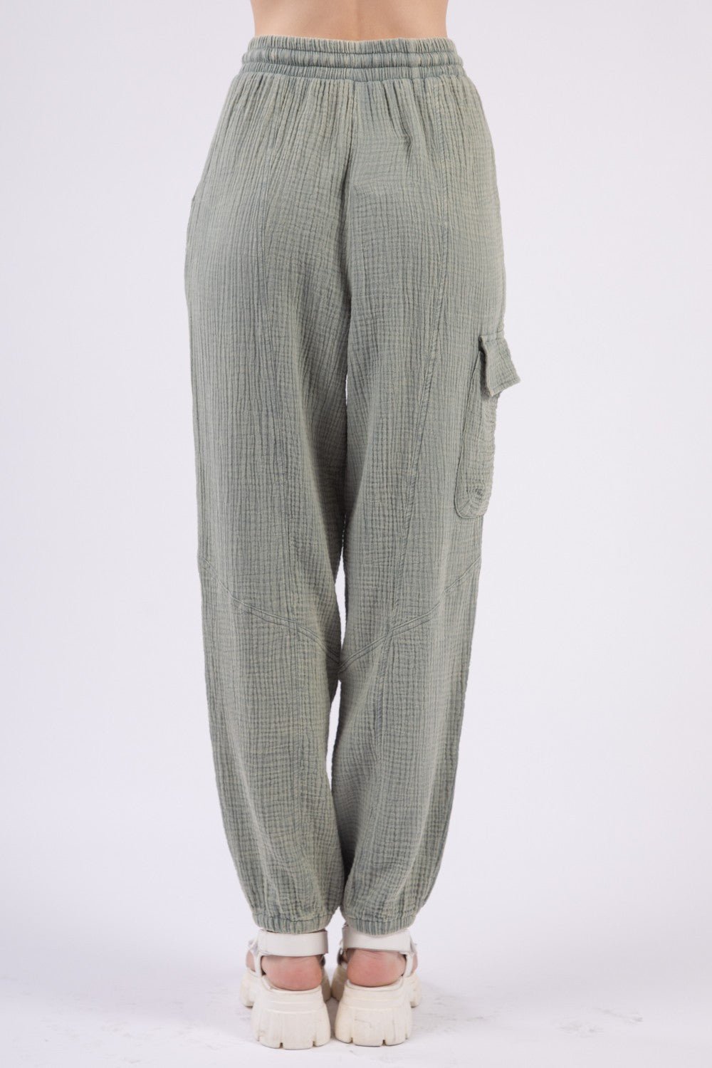 Very JWashed Cotton Gauze Cargo Joggers in Sage