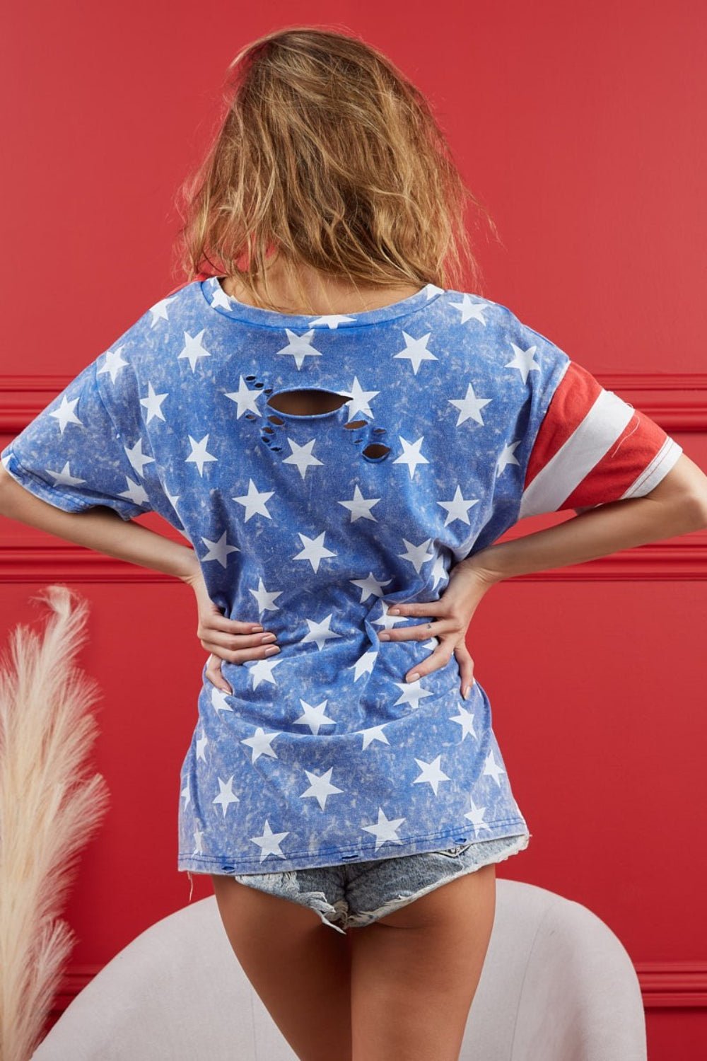 Vintage American Flag Theme Short Sleeve T-ShirtT-ShirtBiBi