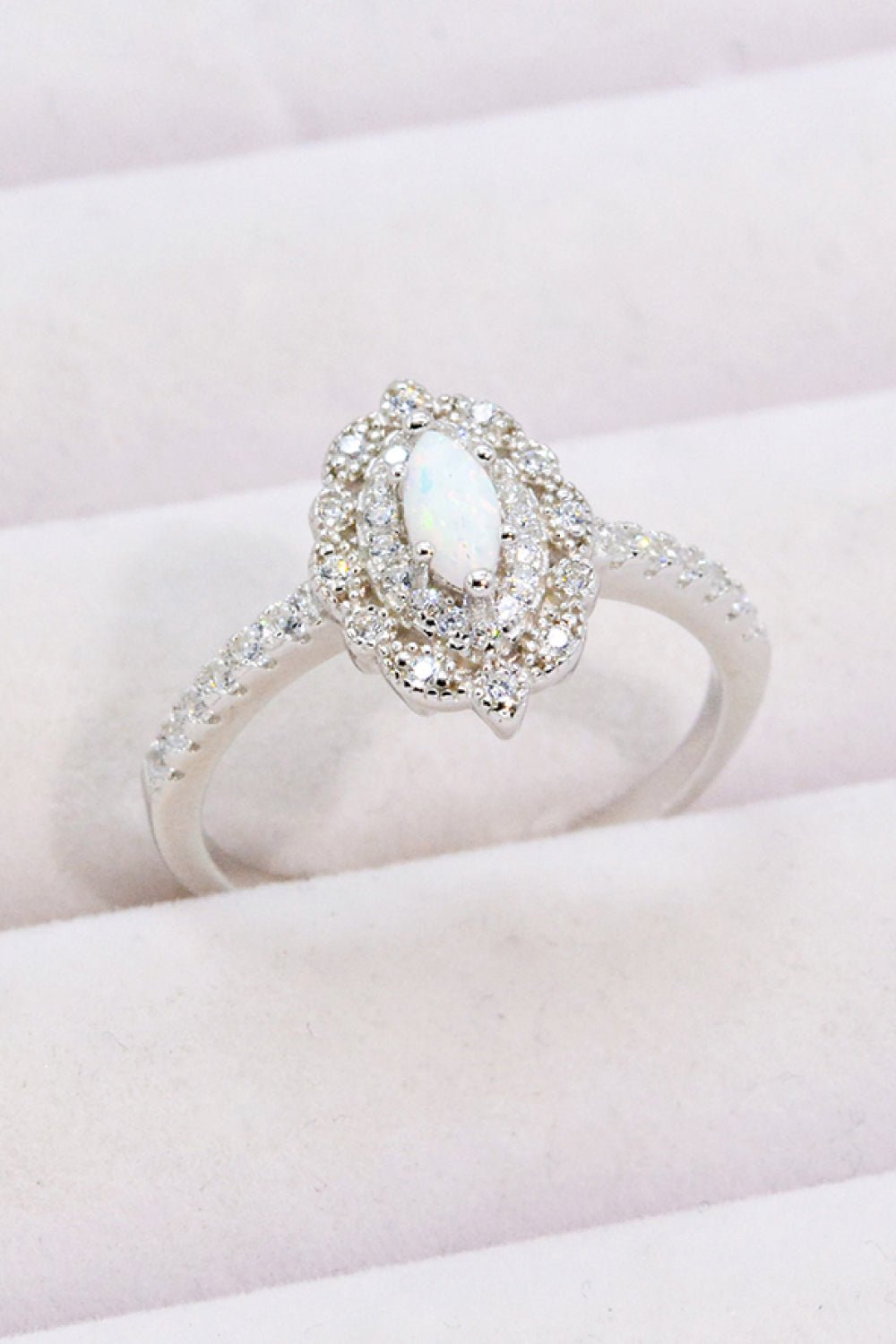Vintage Silver Opal and Zircon RingRingBeach Rose Co.