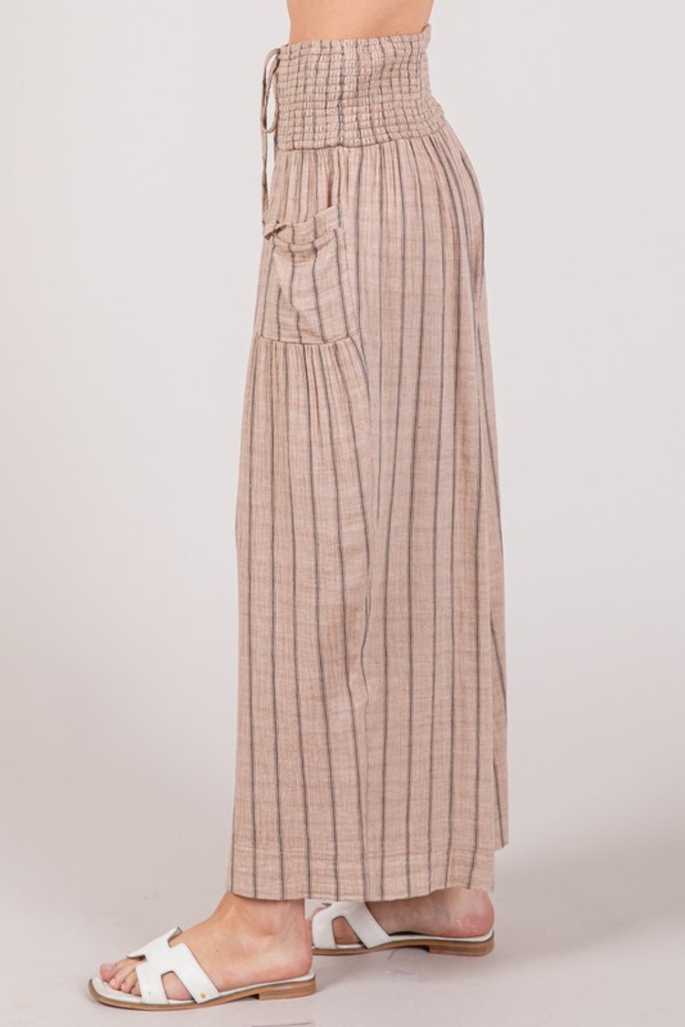 Washed Cotton Gauze Striped Pants in MochaPantsSAGE+FIG