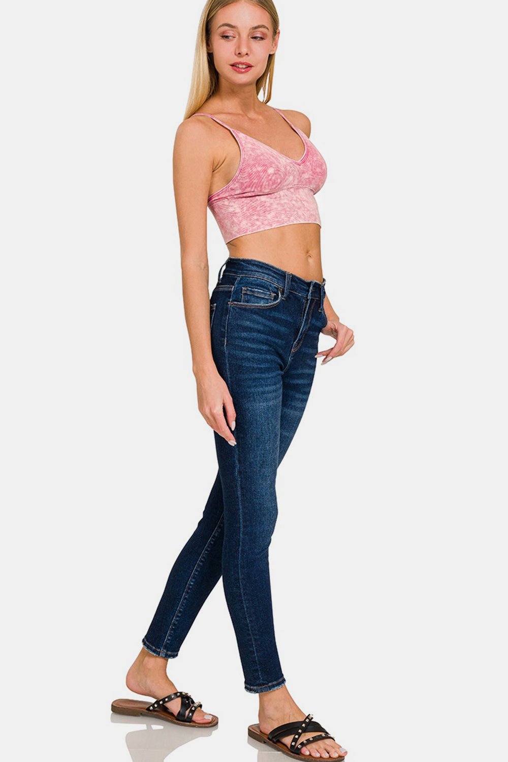 Washed Ribbed Cropped Cami in Ash PinkCamisoleZenana